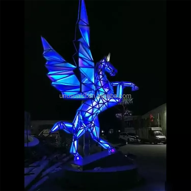 3d motif led RGB Pegasus modelling Christmas decoration geometry fly horse animal artist outdoor landscape lamp sculpture light