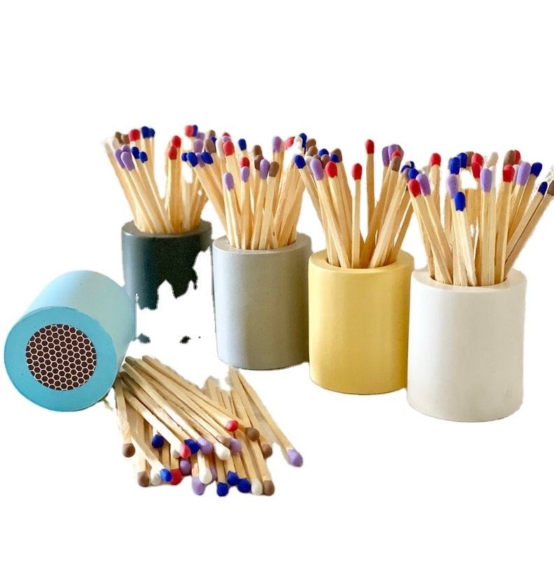 Matchstick Holder With Strike fancy match jar Patch Match pot With Long Matches Housewarming Gift