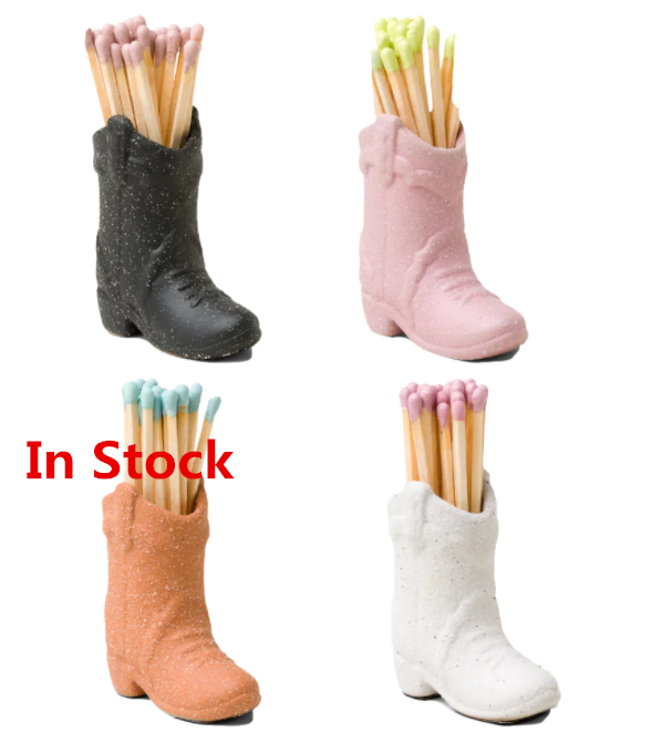 In Stock Home Decor Cute Modern Matchstick Storage Jar Match Stick Ceramic Bottle Boots Match Striker Jar