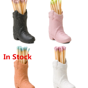 In Stock Home Decor Cute Modern Matchstick Storage Jar Match Stick Ceramic Bottle Boots Match Striker Jar