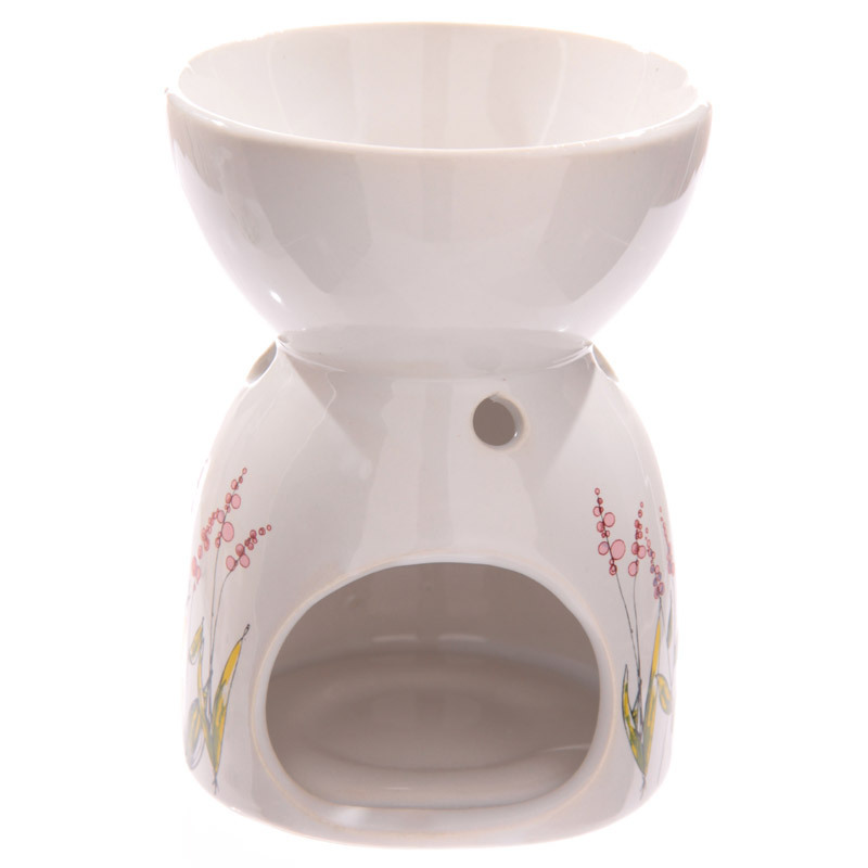 Factory wholesales White Ceramic Tea Light Holder  wax warmer printing aroma essential oil burner for promotion