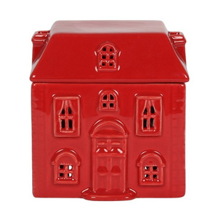 White  house shaped   wax burner Ceramic Tealight Candle Holder Oil Burner  Essential Oil Incense Aroma Furnace for  wedding