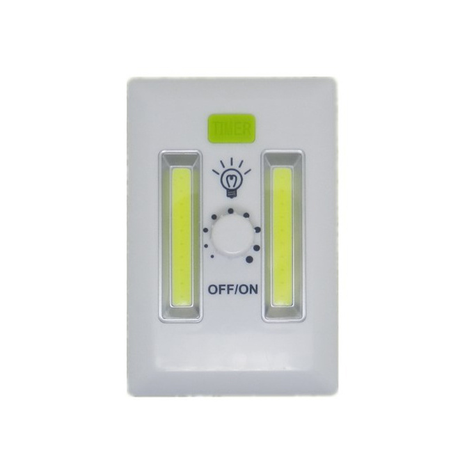 Smart light switch dimmer 2 COB Dimmer LED Night light Switch Plate for Room, AAA Battery Operated Time delay function