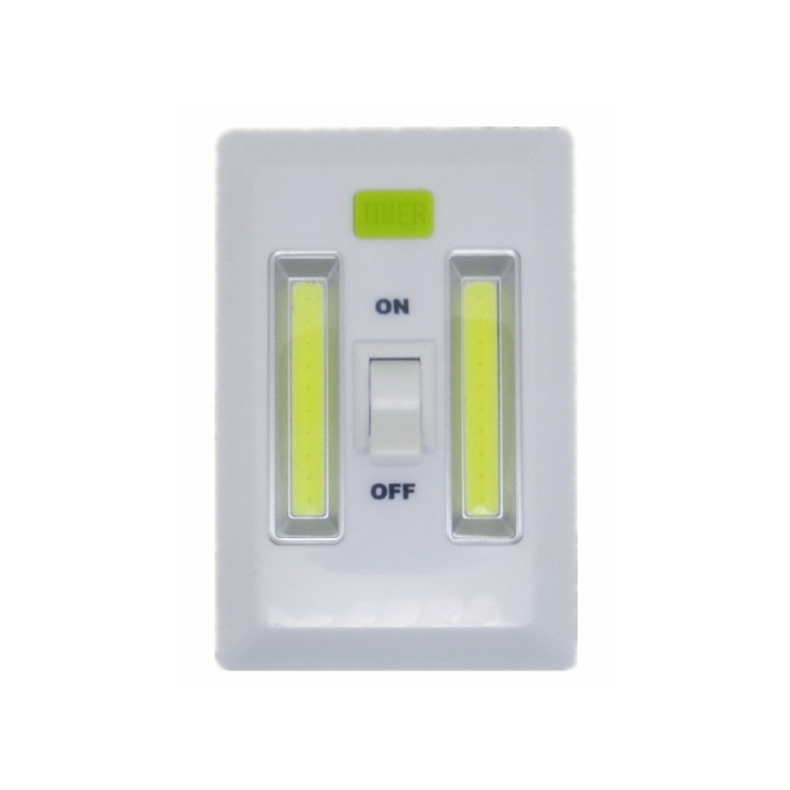 Smart light switch dimmer 2 COB Dimmer LED Night light Switch Plate for Room, AAA Battery Operated Time delay function