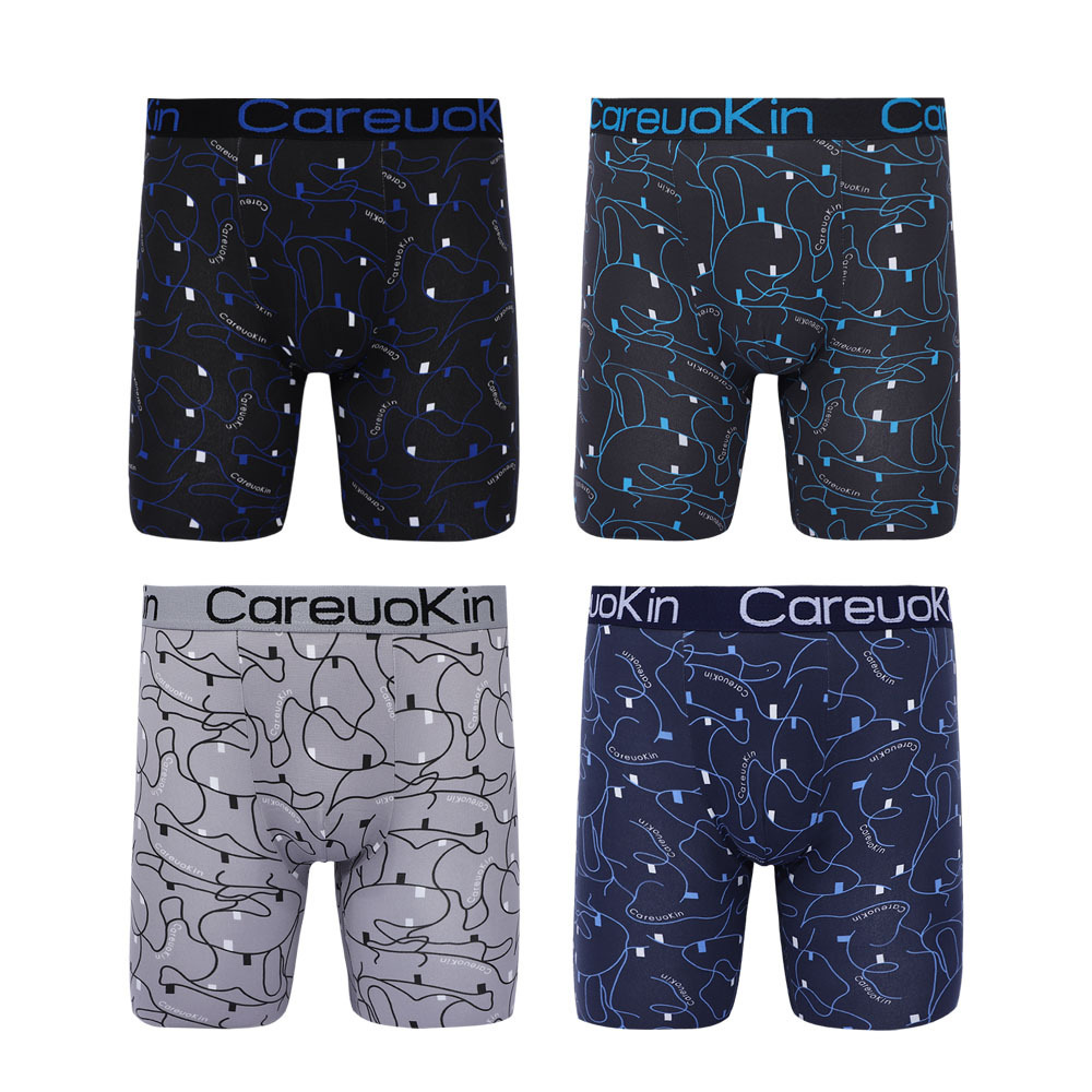 Wide logo high stretch waistband Careuokion men long boxer sports briefs print mid rise underwear for male A1753