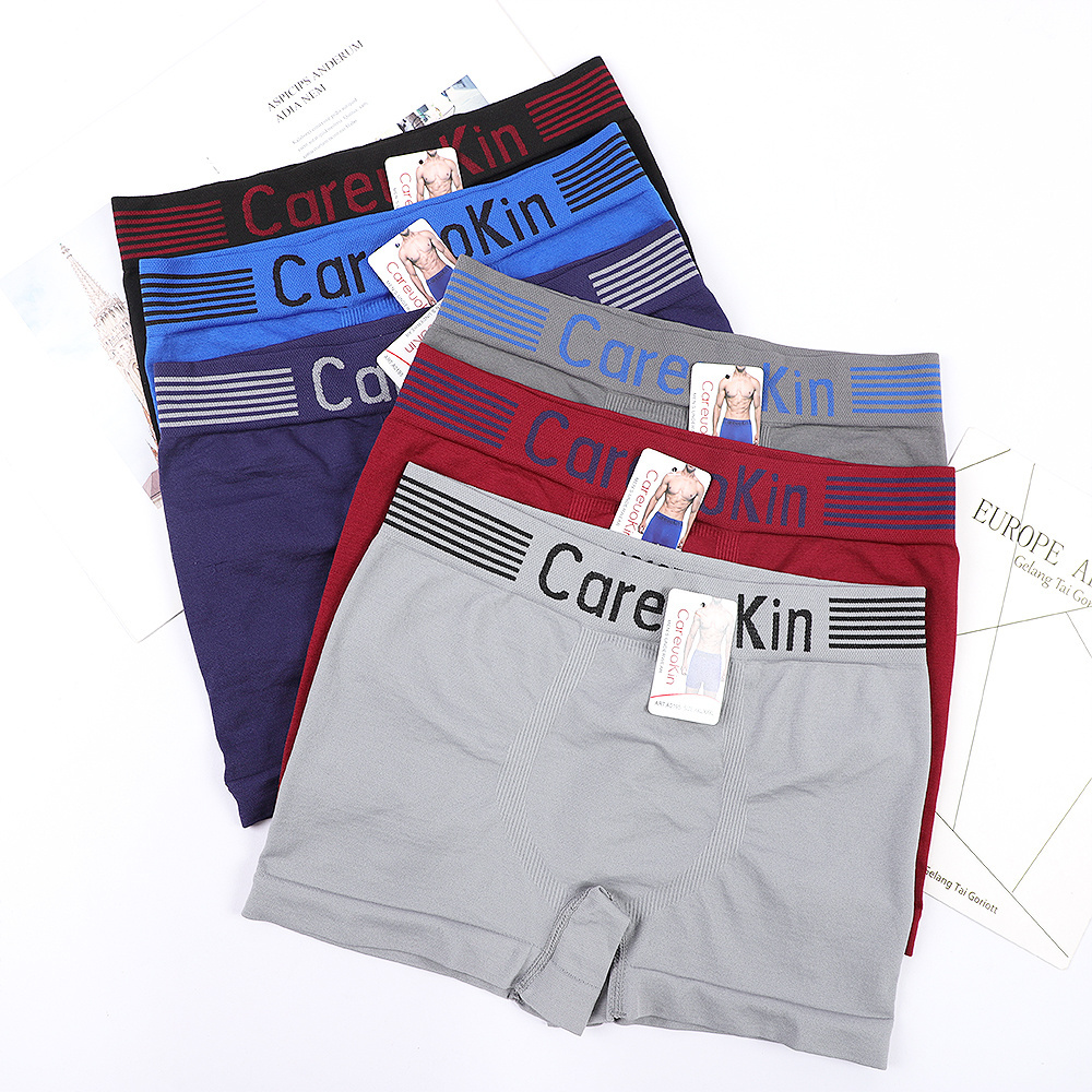 Careuokin Cheap price chinese underwear mid-rise for men's boxer briefs panties solid blank pattern with breathable polyester