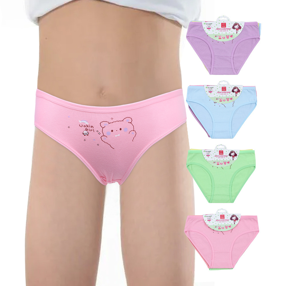 UOKIN Children's panties for girls 4-10 age soft cozy comfortable kids cotton cartoon boxer briefs A5089