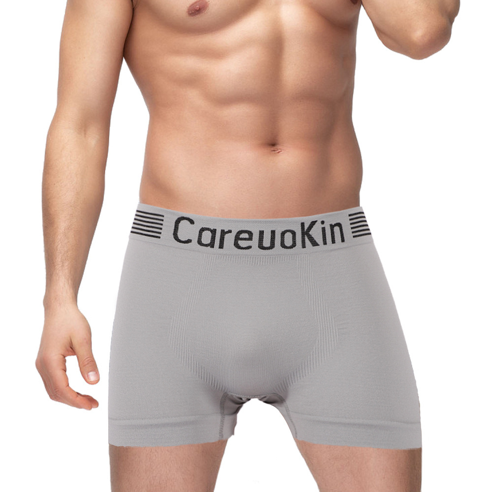 Careuokin Cheap price chinese underwear mid-rise for men's boxer briefs panties solid blank pattern with breathable polyester