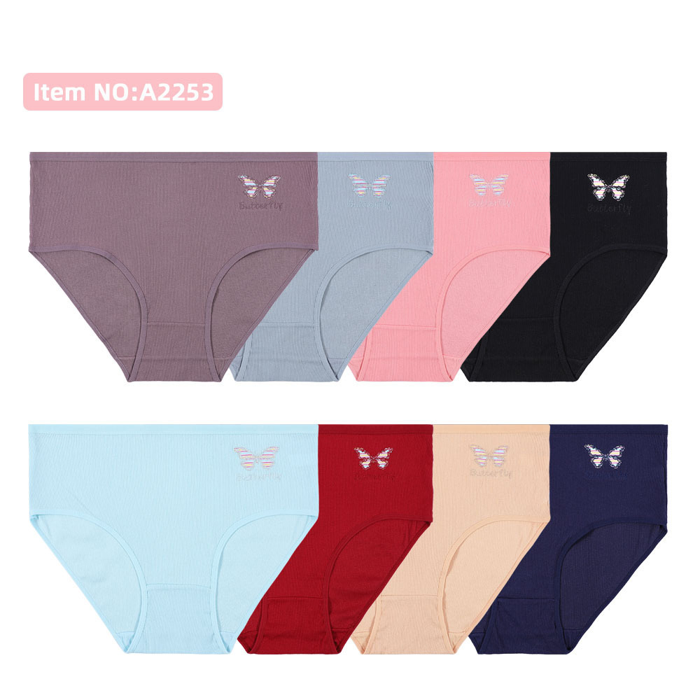 Wholesale only big size 3xl 4xl 5xl mommy ladies panties mid-rise hot  butterfly embroidery thread cotton underwear UOKIN A2253