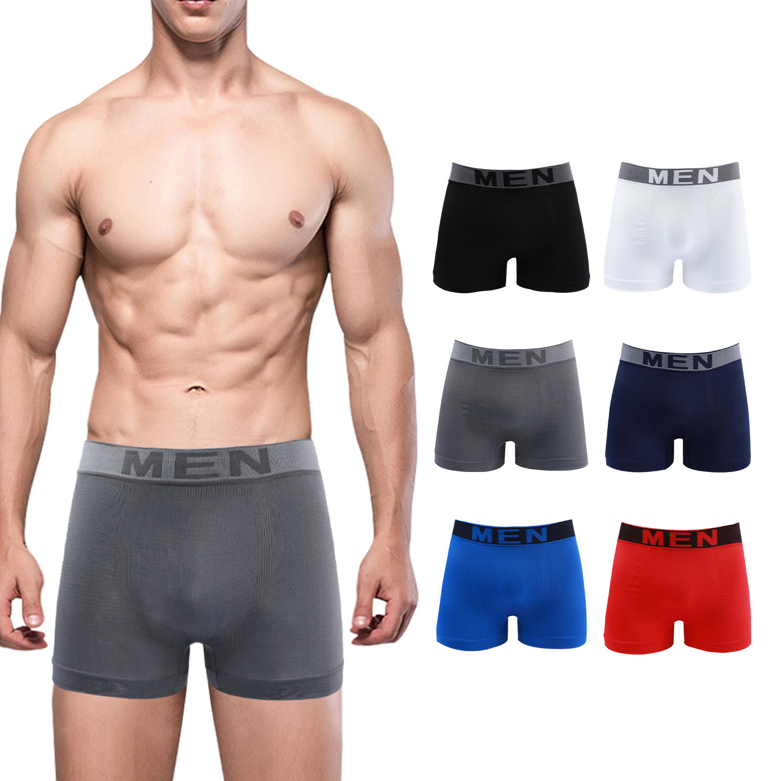 UOKIN Seamless boxers  underwear men white cheap underpants comfort breathable cozy  solid color black  blue mens briefs A0245