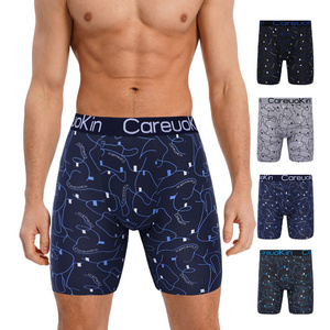 Wide logo high stretch waistband Careuokion men long boxer sports briefs print mid rise underwear for male A1753