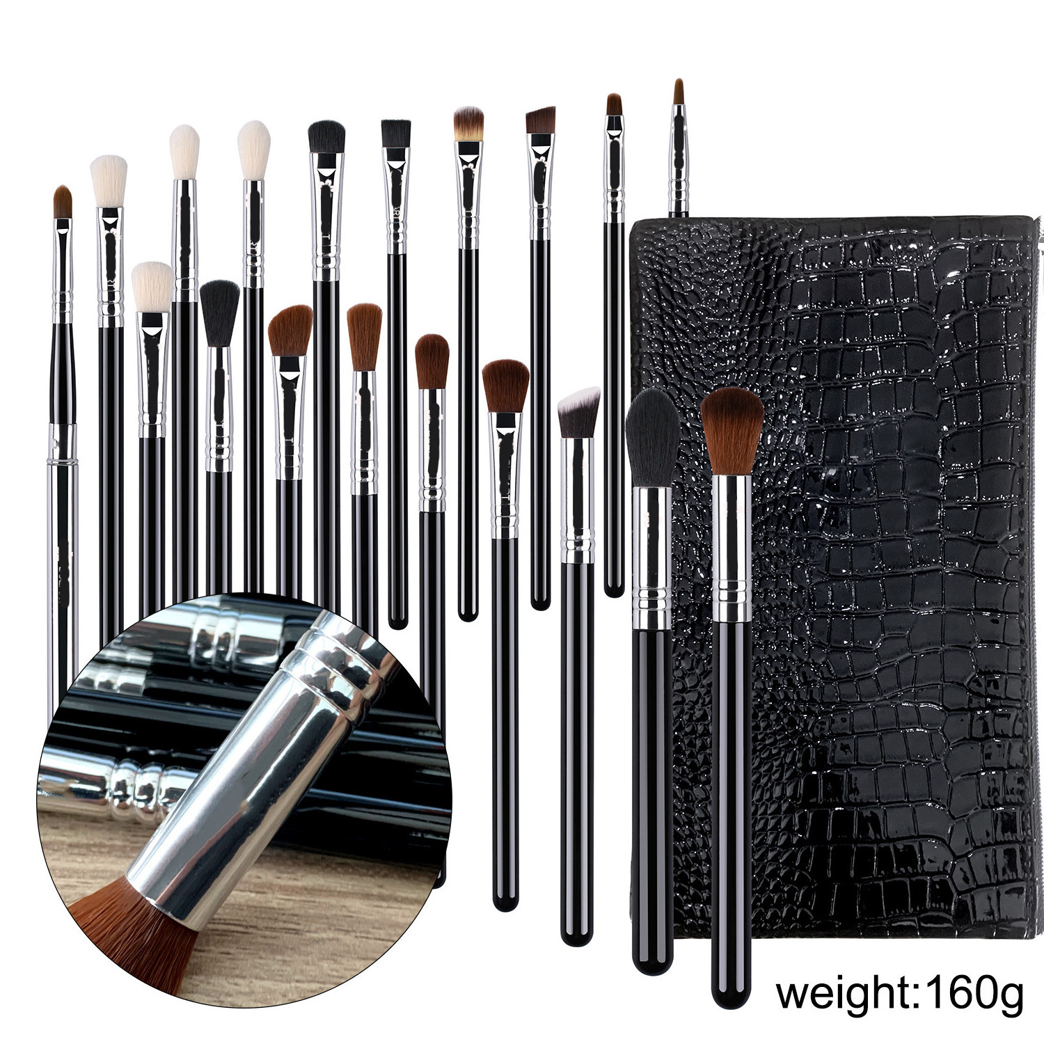 19pcs Private Label Professional Eye shader Makeup Brushes Blending Crease Highlight Eyebrow Eyeshadow Brush Set