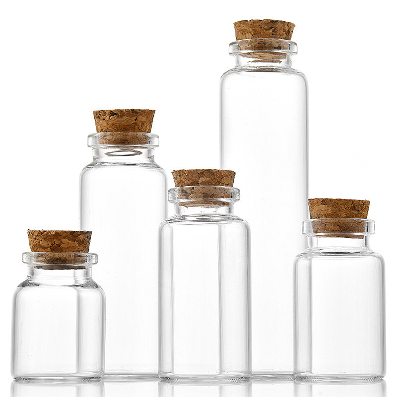 Jar Glass Bottle Custom Logo Mini Potion Vials Glass Cork Bottle Jars Test Tube With Cork Clear