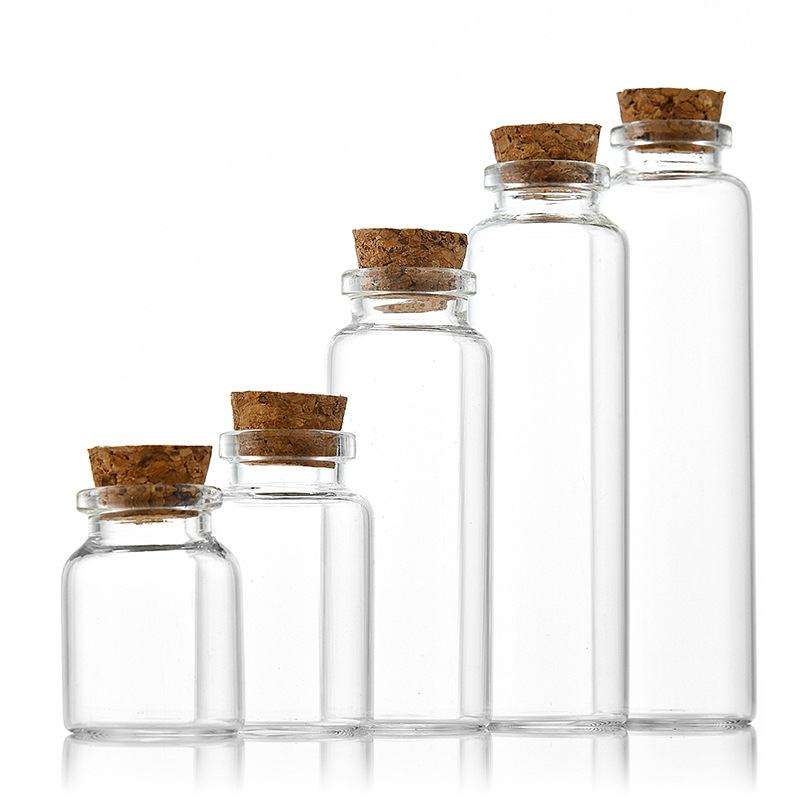 Jar Glass Bottle Custom Logo Mini Potion Vials Glass Cork Bottle Jars Test Tube With Cork Clear