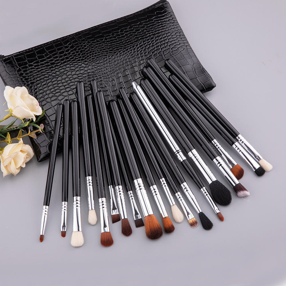 19pcs Private Label Professional Eye shader Makeup Brushes Blending Crease Highlight Eyebrow Eyeshadow Brush Set