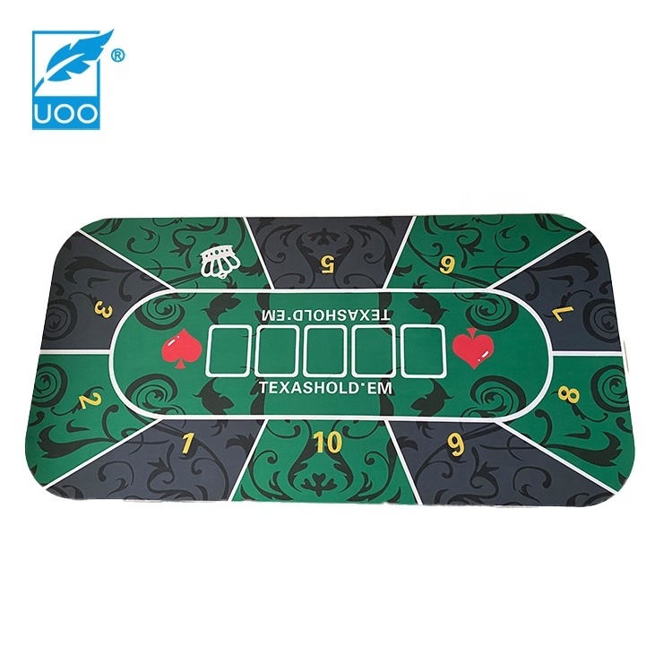 UOO Factory Price Natural Rubber Bottom  Casino Poker Mat with Custom Design