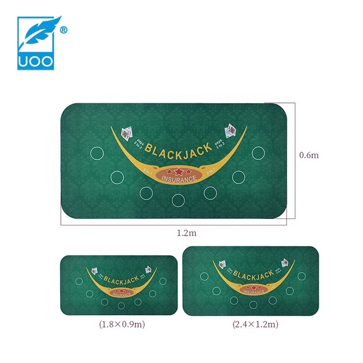 UOO Factory Price Natural Rubber Bottom  Casino Poker Mat with Custom Design