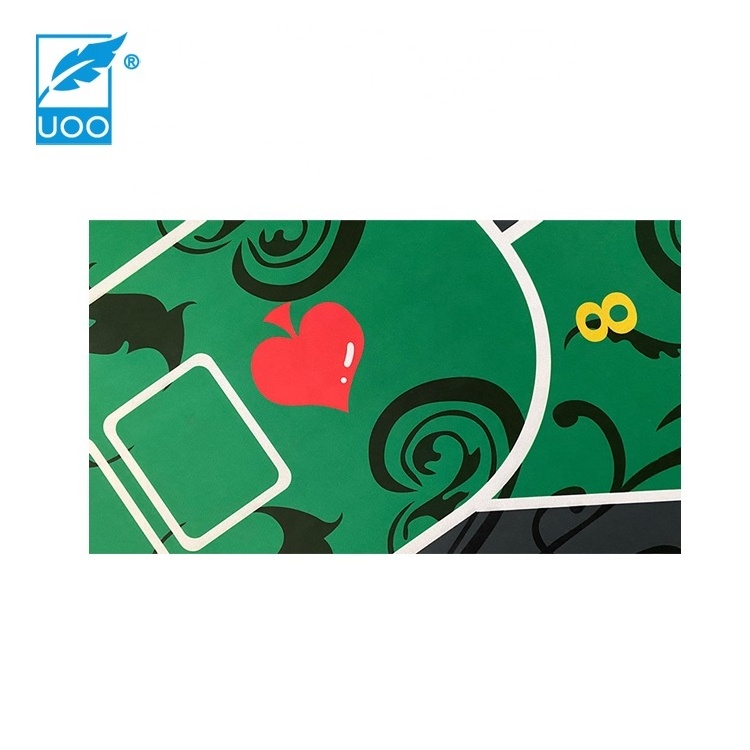 UOO Factory Price Eco Friendly Natural Rubber Bottom Blackjack Casino Poker Gaming mat