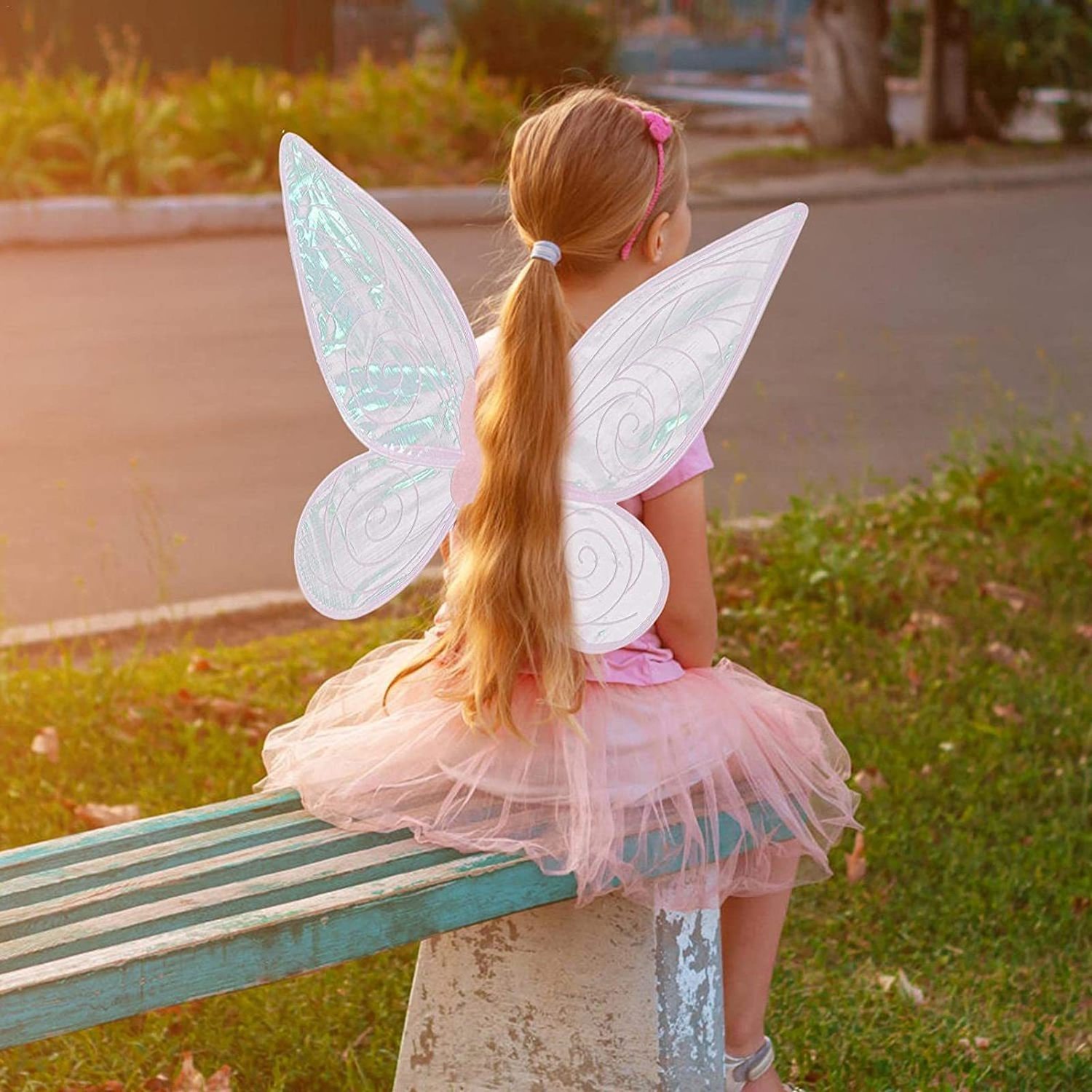 Nicro Children Butterfly Fairy Wings Angel Holiday Party Dress Up Props LED Luminous Magic Stick Girl Performing Backwear Set