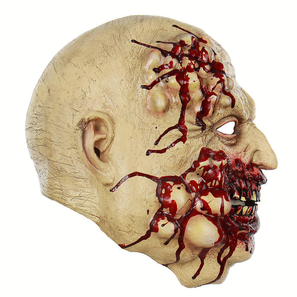 Nicro Headgear Realistic Chainsaw Massacre Killer Halloween Creepy Latex Party Mask Full Head Mask Butcher Bloody Latex Mask