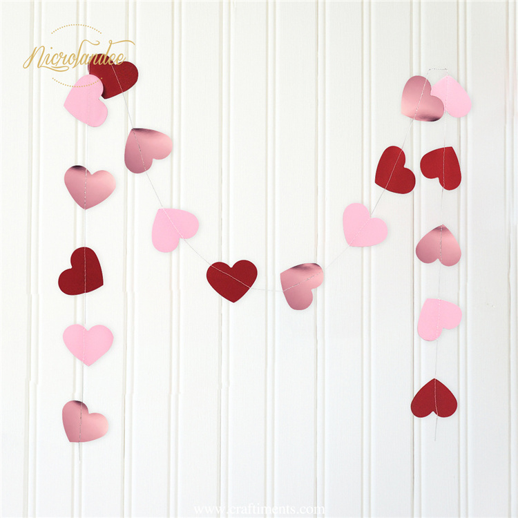 Nicro 3D Ball Butterfly Heart Flower Paper Garland String Chain Indoor Room Hanging Wall Decoration Heart Garland