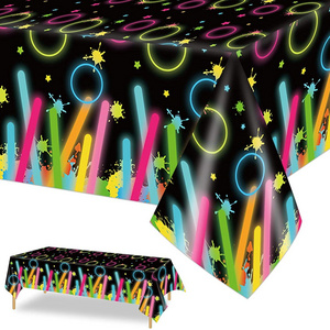 Nicro Disposable Neon Design Lets Glow Party In the Dark Theme Birthday Luminous Table Covers Waterproof Tablecloths Decoration