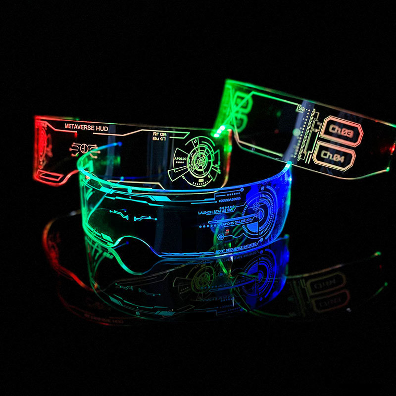 Nicro El Wire Neon Party Luminous Halloween Decoration Costume Party Supplies Decoration Led Glasses Light Up DJ