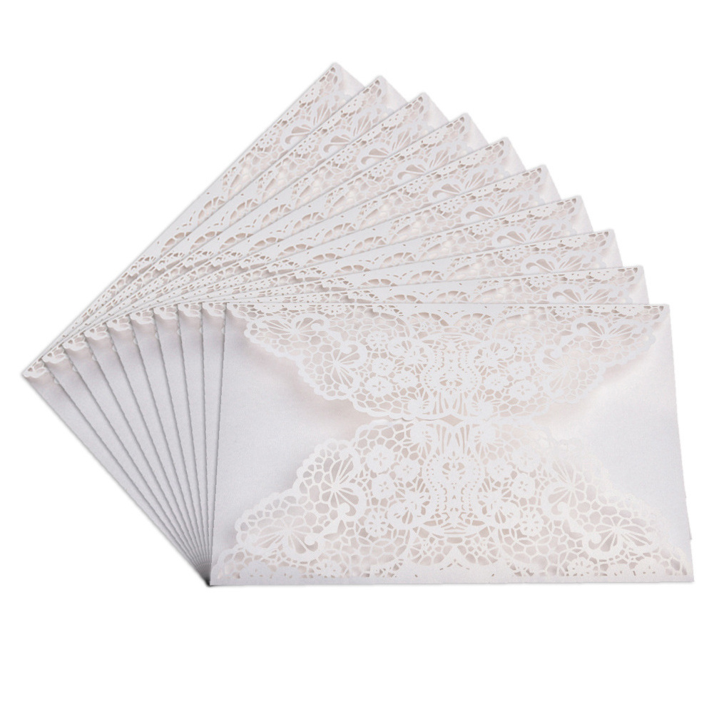 Nicro Wholesale Customize Hollow Lace Shape Luxury With Ribbon Envelopes Wedding Invitation Card Laser Cut Wedding Invitations