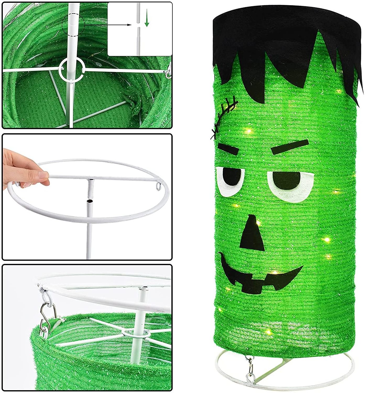 Nicro Halloween Tinsel Led Lighted Green Giant Waterproof Shrink Collapsible Yard Garden Lawn Outdoor Inflatable Decorations