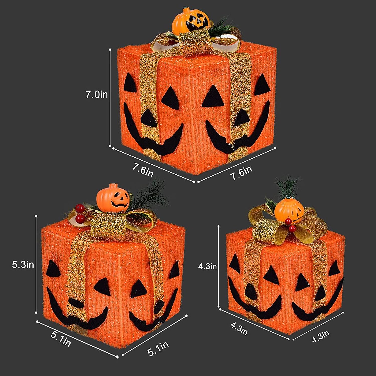 Nicro Waterproof Halloween Tinsel Pumpkin Box Led Light Shrink Collapsible Giant Outdoor Inflatable Decorations Yard Garden Lawn