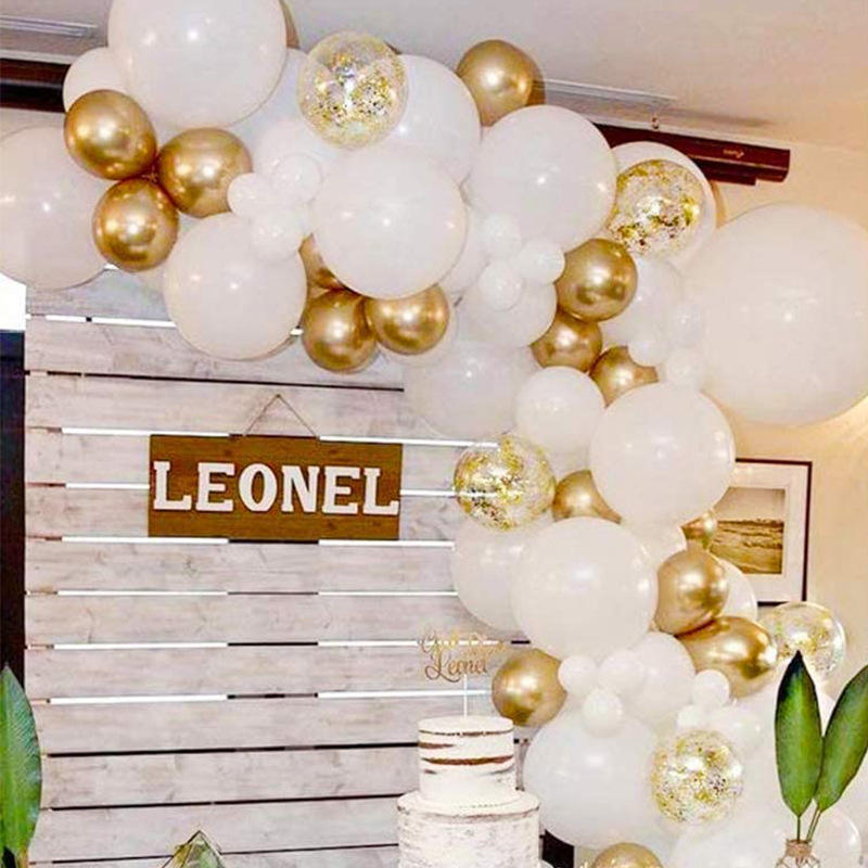 Nicro Garland Combination Wedding Birthday Party Baby Shower Decoration Arched Balloon Chain White Gold Latex Balloon Arch