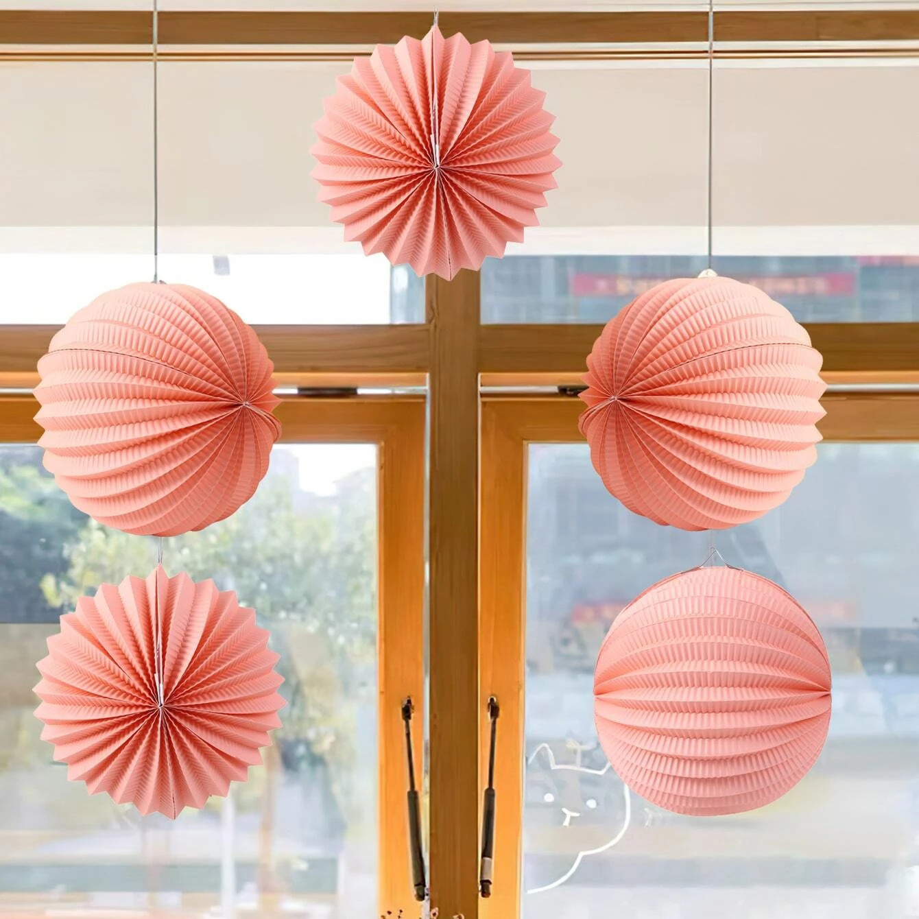 Nicro Peach Bulk Honeycomb Party Watermelon Shaped Party Hanging Wall Background Decorations Chinese Poms Paper Lantern Ball