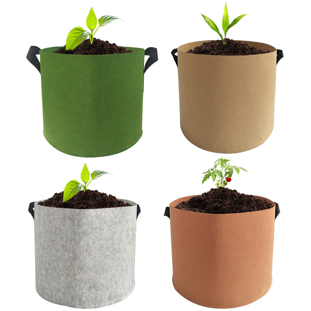 Nicro Non Woven Fabric Pots 5-Pack 3 5 7 10 20 100 Gallon Felt Fabric Garden Pot Felt Plant Growing Bag