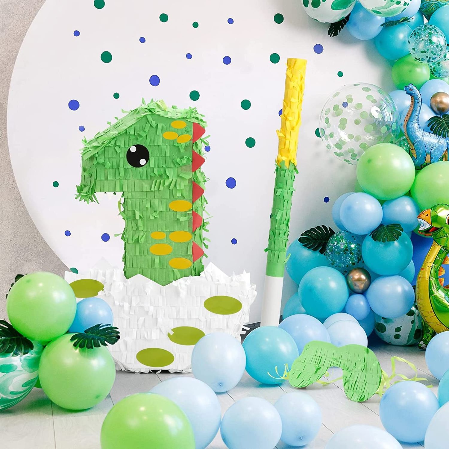 Nicro Foldable Number 1 Pinata Dinosaur Egg Design Blindfold Confetti Kids Birthday Anniversary Party Favor Party Paper Pinata