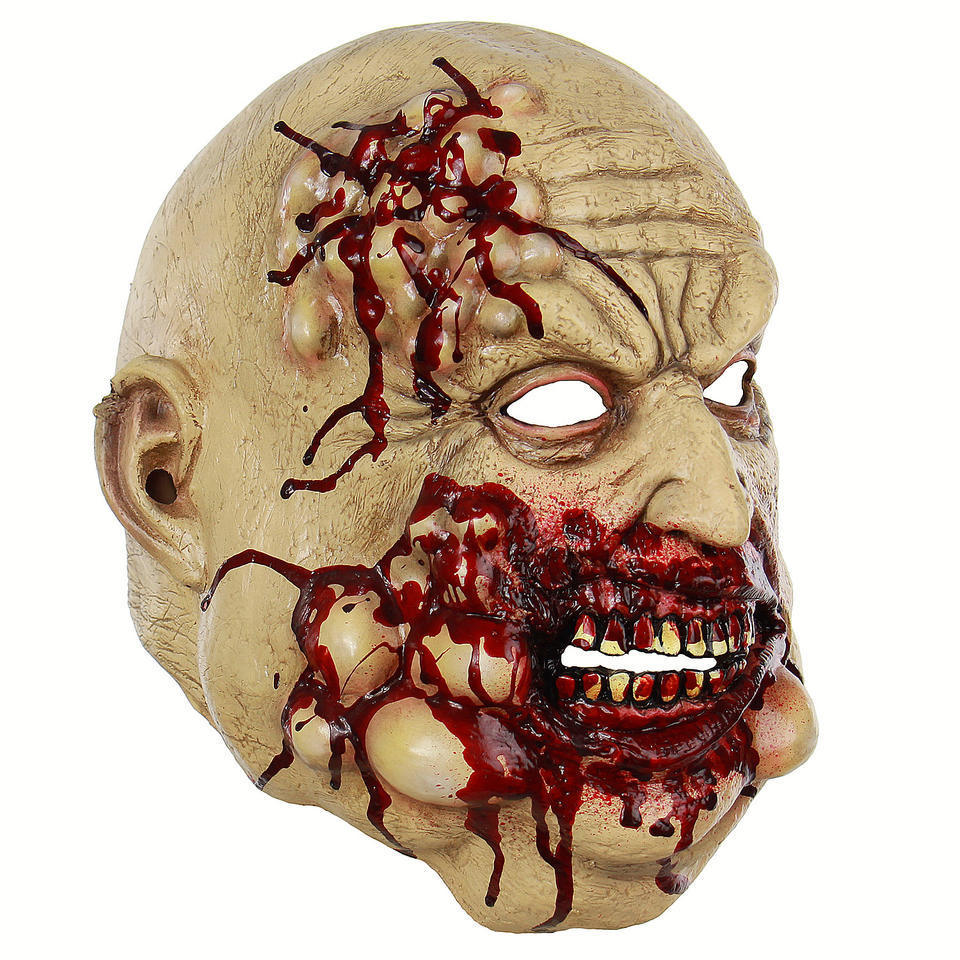 Nicro Headgear Realistic Chainsaw Massacre Killer Halloween Creepy Latex Party Mask Full Head Mask Butcher Bloody Latex Mask