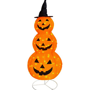 Nicro Tinsel Pumpkin Waterproof Shrink Collapsible Outdoor Foldable Outside Yard Garden Lawn Halloween Motif Light Decorations