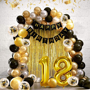 Nicro Black Gold 30th Birthday Anniversary Party Supplies 40 Inch Sequin Balloon Rain Curtain Happy Birthday Decoration