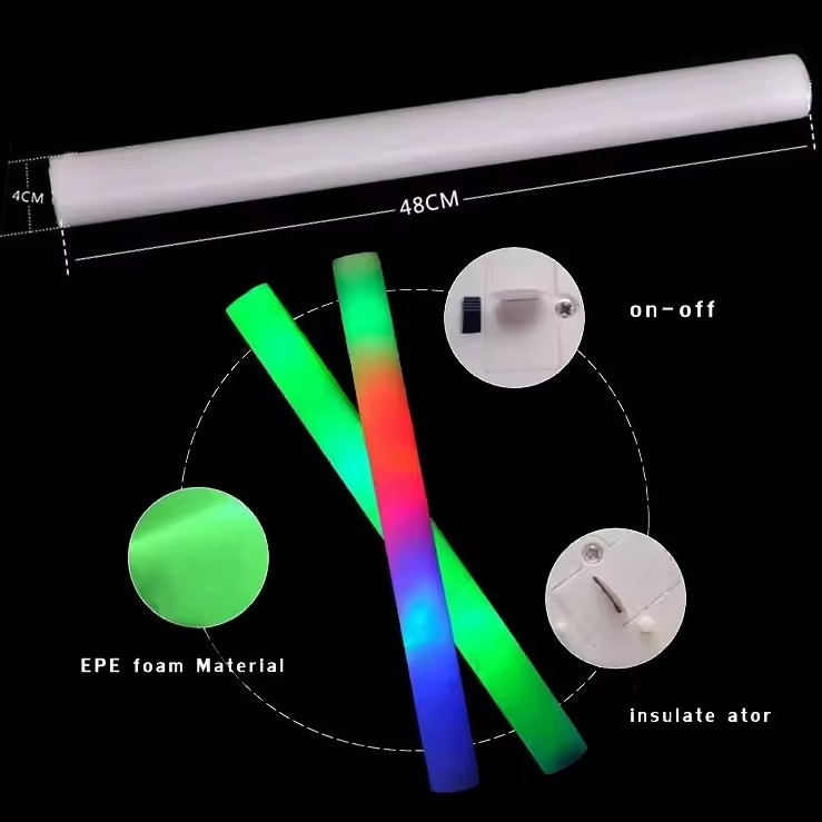 Nicro Glowing Colorful Sponge Stick Concert Cheer Foam Glow Stick Neon Party Supplies Colorful Led Light Glow Foam Stick