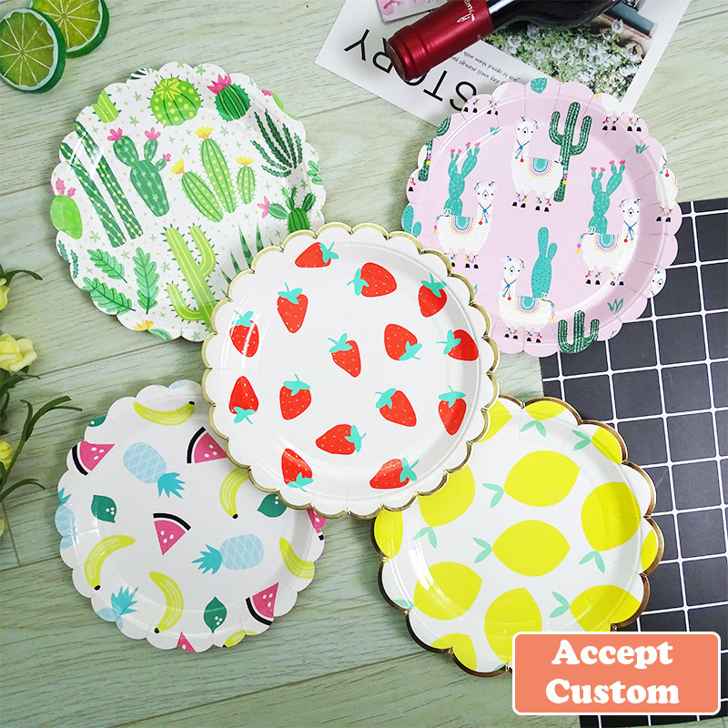 Nicroo 10pcs Custom Special Shaped Baby Shower Birthday Party Table Decoration Christmas Tableware Set Disposable Paper Plates