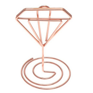 Nicro Gold Diamond Shaped Card Clips Setting Photo Wedding Memo Clips Photo Picture Display Name Table Number Card Holder Stands