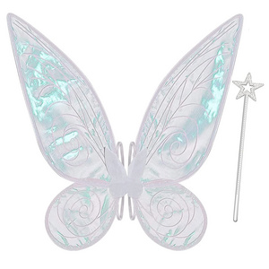 Nicro Party Sparkling Sheer Dress up Feather Kids Elf Wand Angel Fairy Cosplay Halloween Butterfly Wings Costume Fancy Clothes