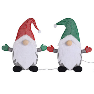 Nicro 2pcs Holiday Decorative Garden Waterproof Tree Festival Ornaments Tinsel 2D Stacked Gnome Christmas Motif Light Decoration