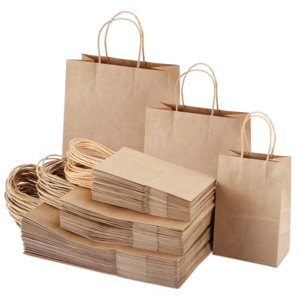 Cheap Recycled Custom Logo Printed Grocery Shopping Packaging Brown Kraft Paper Bag With Handles