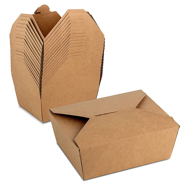 Bento Takeout Box Eco Friendly Take Out Fast Food Noodle Meal Salad Lunch Food Packing Kraft Paper Box