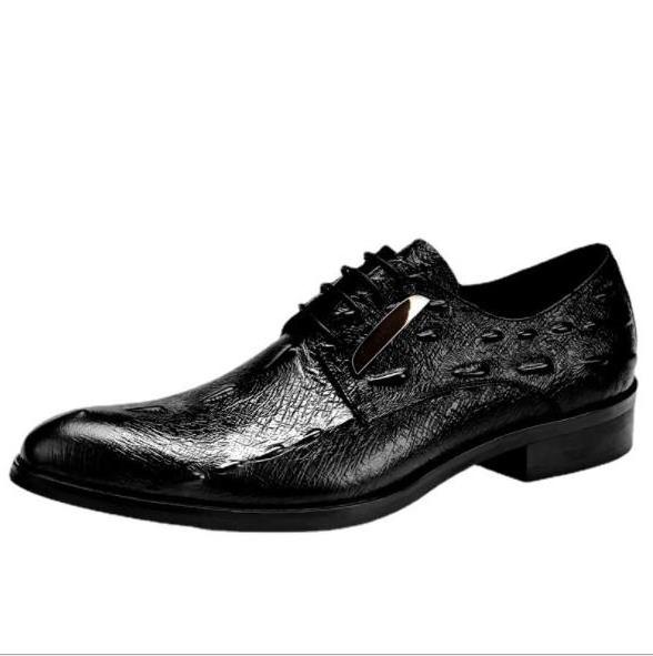 HQC-1012 high quality Crocodile pattern cow leather shoes men real leather dress shoes men