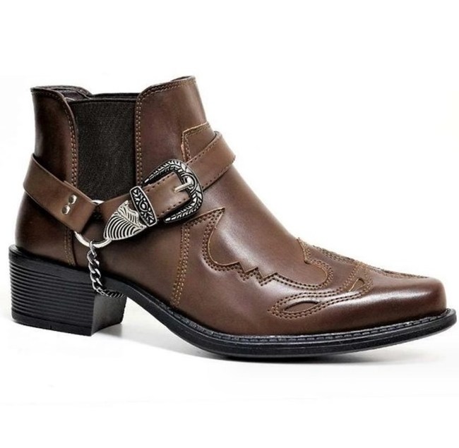 UP-1639J Autumn Custom Men Pu Leather Ankle Boots Chunky High Heel Dress Boots Shoes for Winter