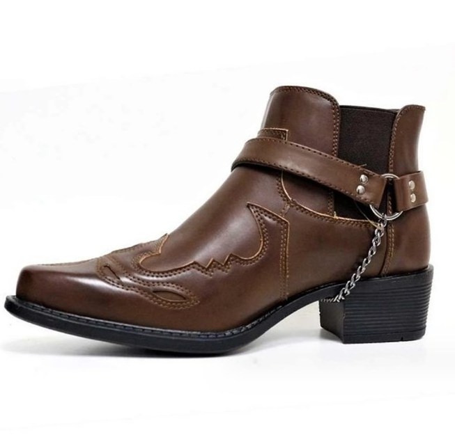 UP-1639J Autumn Custom Men Pu Leather Ankle Boots Chunky High Heel Dress Boots Shoes for Winter