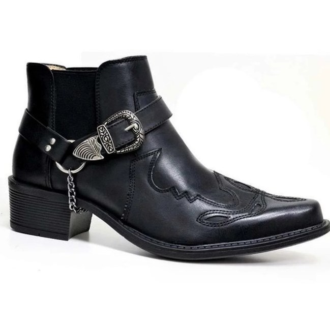 UP-1639J Autumn Custom Men Pu Leather Ankle Boots Chunky High Heel Dress Boots Shoes for Winter