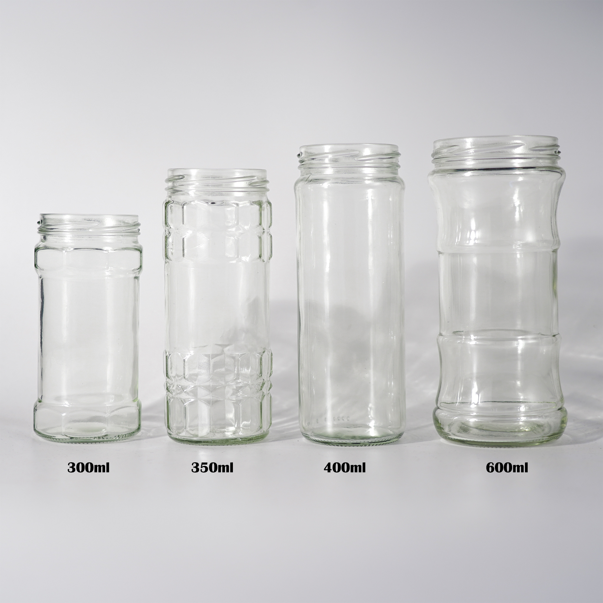 300ML 350ML 400ML 600ML factory direct sale custom glass jar wide mouth bottle airtight container