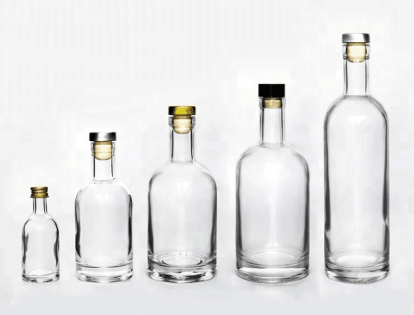 Liquor glass bottle drink round decal empty glass vodka whiskey 500ml 250ml 500ml 700ml 750ml cork transparent bottle